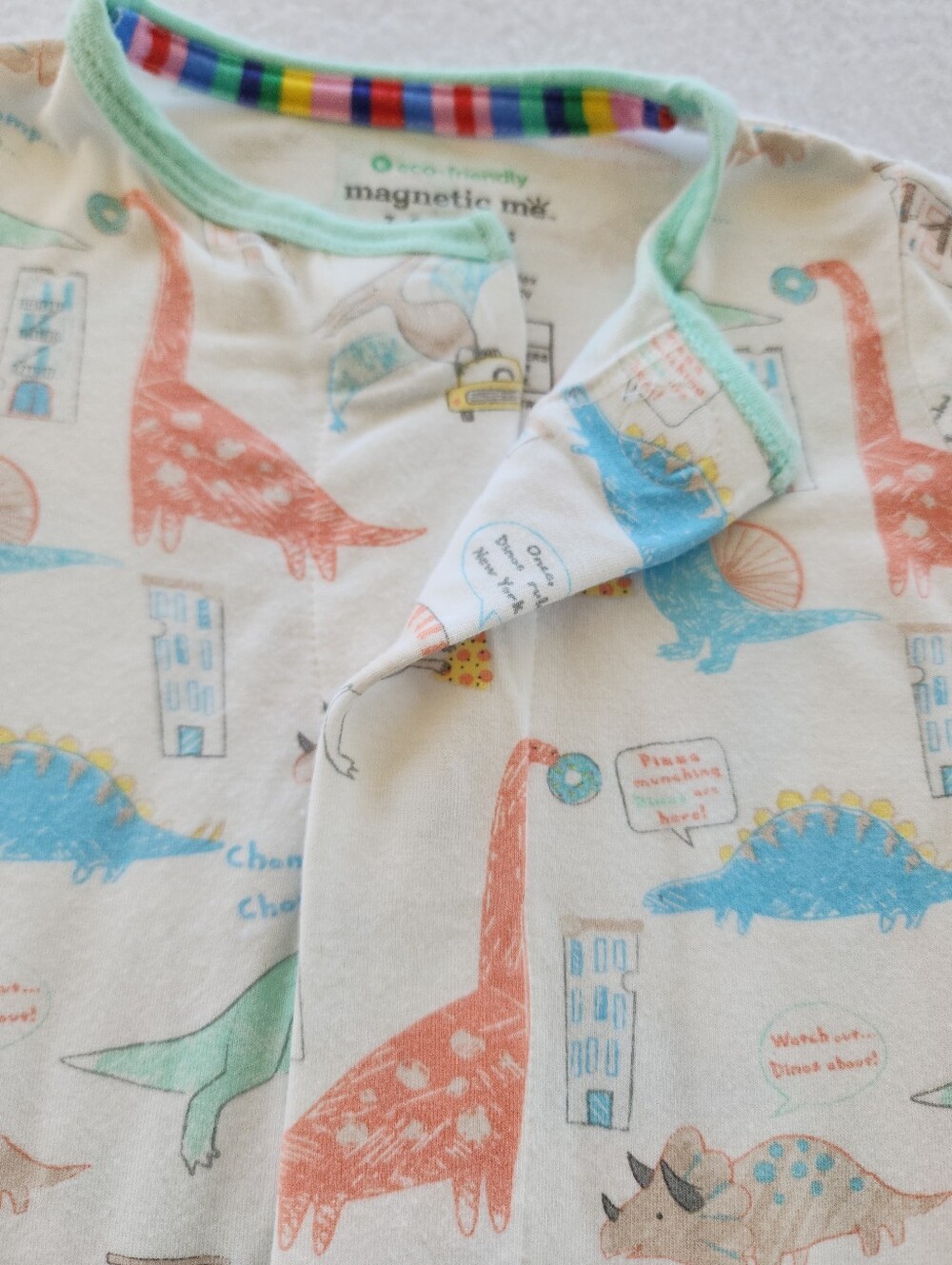 Magnetic Me Dino Print Magnetic Footie Sleeper 3-6 Months Modal Pajamas - Picture 5 of 9